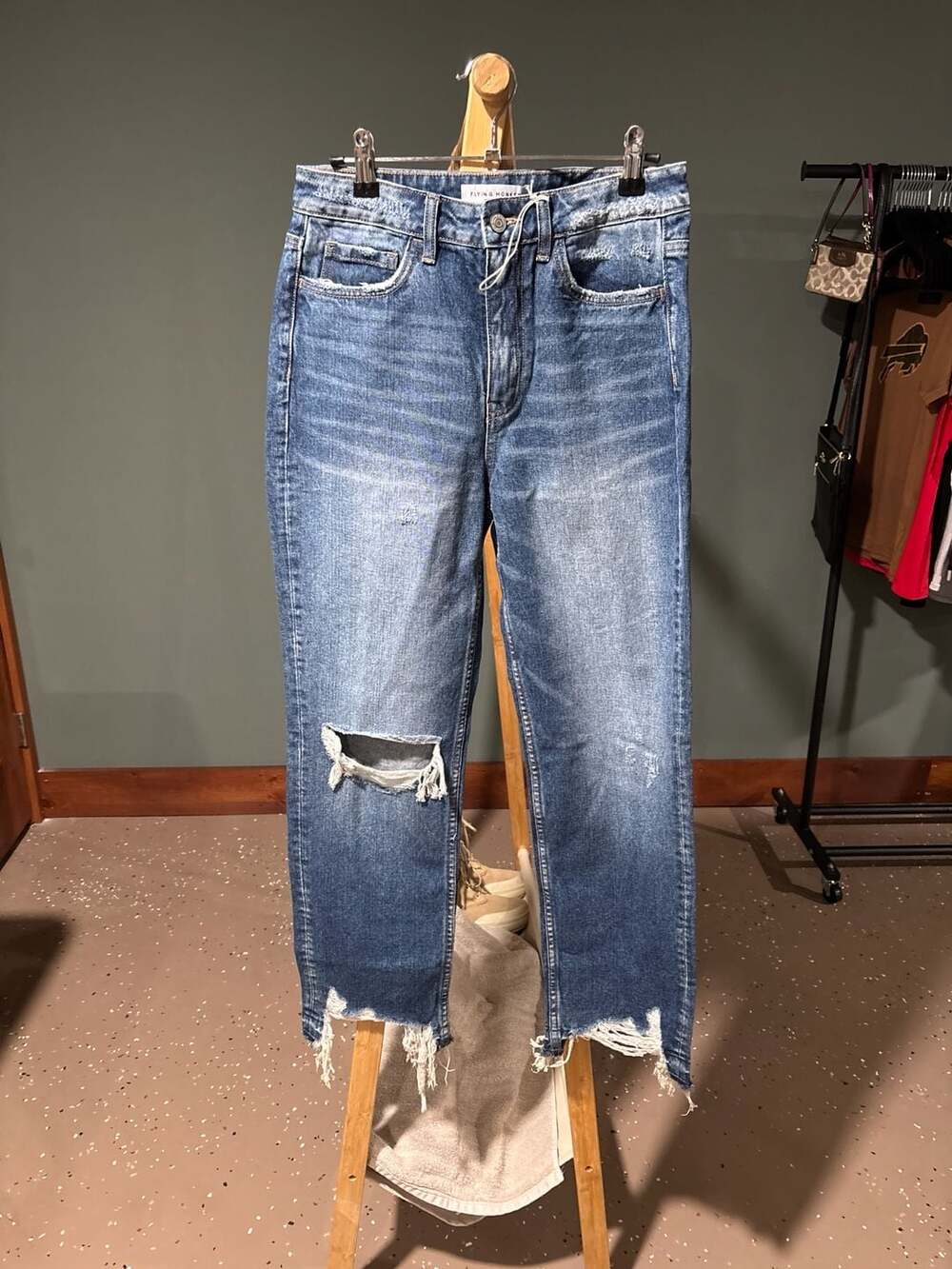 Flying Monkey Black Label Distressed High Rise Straight Leg Jeans Size 26